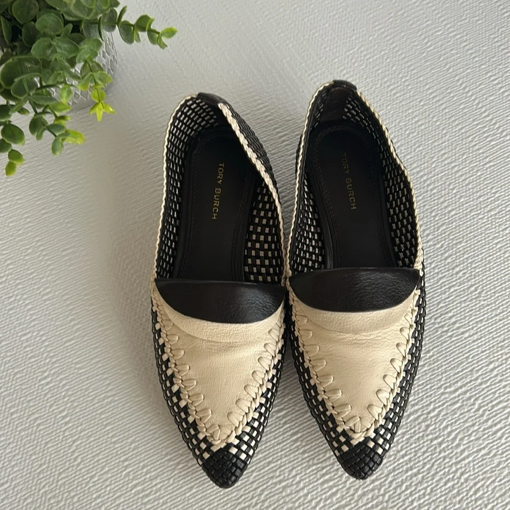 Tory Burch Black and Cream Checkered Flats - Picture 14 of 16